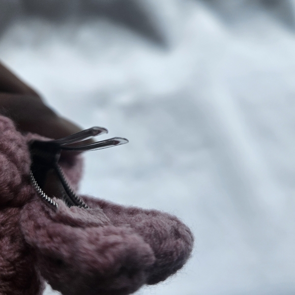 Hand Crafted Crochet Bow Hair Clip Pale Pink Alligator Clip Silk Ribbon Flower - Picture 9 of 17